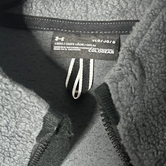 Under Armour Kid Youth Large Sherpa Fleece Vest Full Zip Storm Stealth Gray NWT - Picture 7 of 11